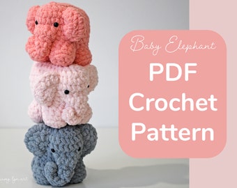 Baby Elephant Crochet Pattern PDF || Digital File Only