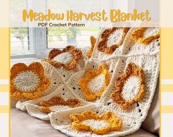 Meadow Harvest Blanket Crochet Pattern PDF || Digital File Only