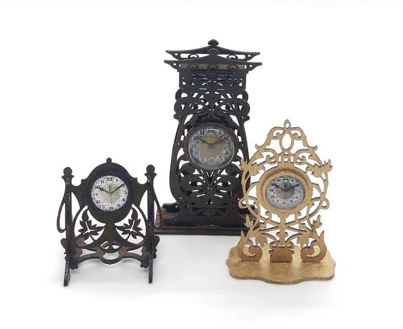Miniature Laser Cut Gold Mantel Clock, 1:12 Dollhouse Scale - Etsy