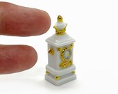 Miniature Porcelain Mantel Clock Gold and White Clock French Clock Decor