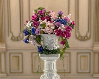 Miniature Large Tall Flower Pedestal Artisan Garden 1:12