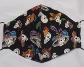 Fabric Face Mask Handmade Washable Nose Wire Filter Pocket Adjustable Ear Loops All Cotton In Stock FREE SHIPPING Day of the Dead