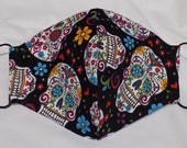 Fabric Face Mask Handmade Washable Nose Wire Filter Pocket Adjustable Ear Loops All Cotton In Stock FREE SHIPPING Day of the Dead