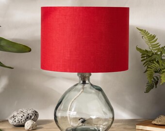 Bright Red Linen Drum Lampshade