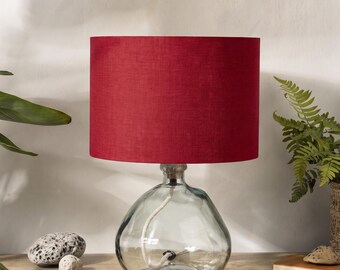 Burgundy Lampshade, Linen Drum Lamp Shade
