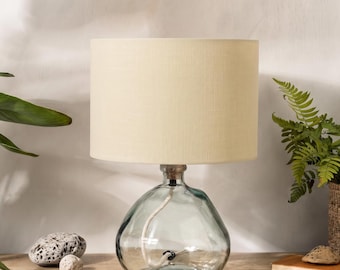 Buttermilk Linen Lampshade, Drum Pale Yellow Lamp Shade