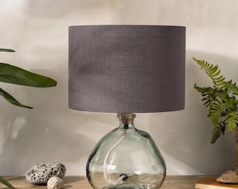 Graphite Grey Linen Drum Lampshade – Sustainable Home Lighting