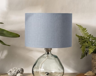 Dove Blue Linen Lampshade, Drum Blue Lamp Shade
