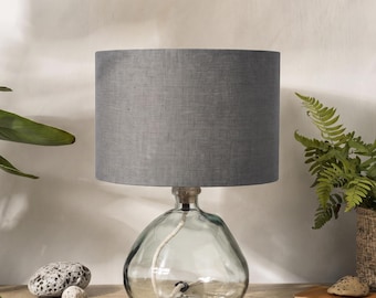Grey Linen Lampshade, Drum Grey Lamp Shade