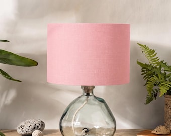 Light Pink Linen Lampshade, Drum Pink Lamp Shade