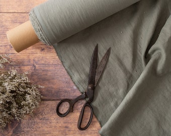 Dusty Sage Green Linen Fabric, Softened OEKO-TEX® Certified, European Flax 205 gsm