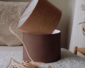 Drum Brown Lampshades, UNO Linen Lamp Shades 20cm 25cm 30cm 35cm 40cm
