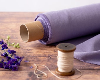 Lavender Linen Fabric by the Metre, OEKO Tex Certified Washed and Softened Lithuanian Linen 205 gsm, 145cm (57") Width