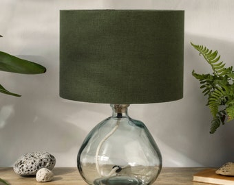 Linen Avocado Green Lampshade, UNO Drum Olive Green Lamp Shade for Ceiling Light Shade, Floor or Bedside Table Lamp