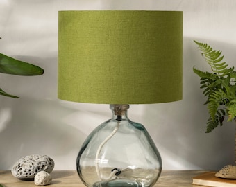 Linen Moss Green Lampshade, Green Lamp Shade for Table Lamp, Floor or Ceiling Light Shade, UNO Drum Large & Small Lamp Shades 20cm 30cm 40cm