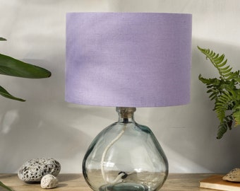 Linen Lavender Drum Lampshade, Handmade Purple Light Shade