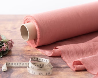 Rose Pink Linen Fabric by the Metre, OEKO Tex Certified Washed and Softened Lithuanian Linen 205 gsm, 145cm (57") Width