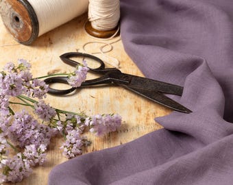 Washed Pure Dusty Purple Linen Fabric, OEKO-TEX® Certified, 205 gsm