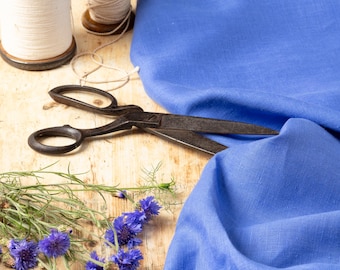 Washed Pure Cornflower Blue Linen Fabric, OEKO-TEX® Certified, 205 gsm