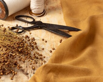 Washed Pure Caramel Linen Fabric, OEKO-TEX® Certified, 205 gsm