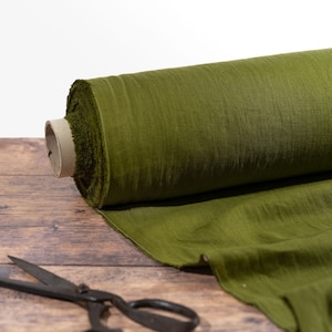 Tissu pur lin vert mousse au mètre Lin lituanien certifié OEKO Tex Doux et lavé 205 g/m², 145 cm 57 de largeur image 2