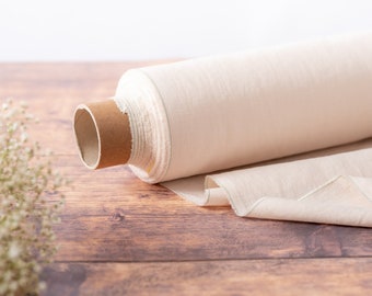 Light Cream Linen Fabric by the Metre, OEKO Tex Certified Washed and Softened Lithuanian Linen 205 gsm, 145cm (57") Width