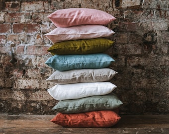 Washed Linen Cushion Cover with Zipper Closure 45cm x 45cm