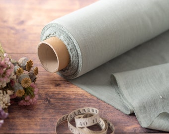 Pure Dark Mint Green Linen by the Metre, Soft Eco-Friendly Fabric, OEKO Tex Certified, 205 gsm, 145cm