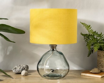 Linen Honey Yellow Lampshade, Drum Linen Lampshade Table Lamp, Floor or Pendant Ceiling Light Shade 20cm 30cm 40cm