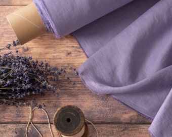 Lavender Linen Fabric by the Metre, OEKO Tex Certified Washed and Softened Lithuanian Linen 205 gsm, 145cm (57") Width