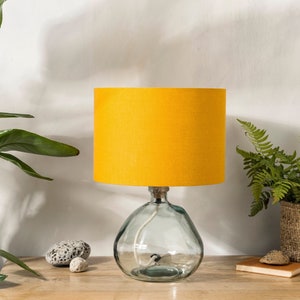 Linen Golden Mustard Yellow Lampshade for Table Lamp, Floor or Ceiling Light Shade, Drum Ochre Lamp Shade 20cm 30cm 40cm