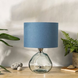 Linen Dusty Blue Lampshade for Table Lamp, Floor Lamp or Ceiling Light Shade, UNO Blue Drum Lamp Shade