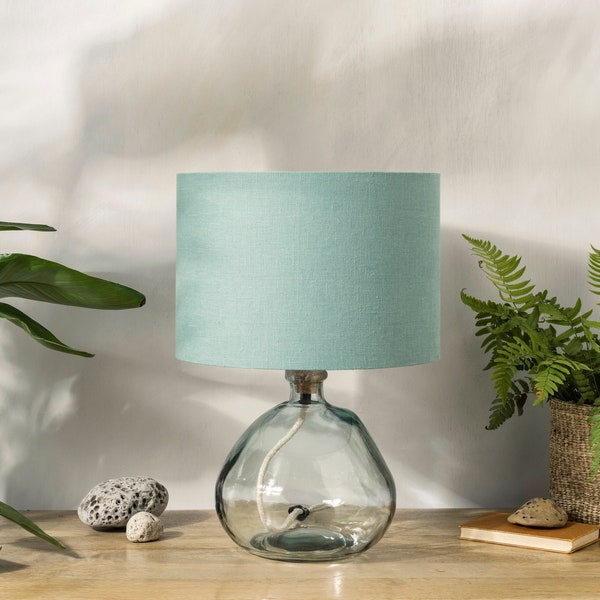 Linen Dusty Turquoise Lampshade, Teal Lamp Shade in Linen Fabric, UNO Aqua Blue Drum Lamp Shades for Floor Lamps, Table Lamps or Ceilings