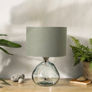 Linen Dusty Sage Green Lampshade for Table Lamp, Floor Lamp or Ceiling Light Shade, UNO Drum Sage Lampshade in 20cm 30cm 40cm Diameter