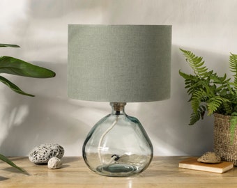 Linen Dusty Sage Green Lampshade for Table Lamp, Floor Lamp or Ceiling Light Shade, UNO Drum Sage Lampshade in 20cm 30cm 40cm Diameter