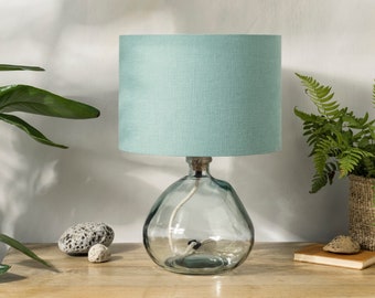 Linen Dusty Turquoise Lampshade, Teal Lamp Shade in Linen Fabric, UNO Aqua Blue Drum Lamp Shades for Floor Lamps, Table Lamps or Ceilings