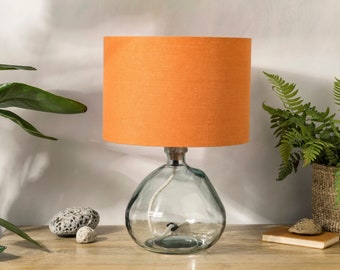 Pantalla de lino con forma de calabaza naranja, pantalla naranja para lámpara de mesa, lámpara de pie o lámpara de techo, pantalla de lino en forma de tambor de 20 cm, 30 cm y 40 cm