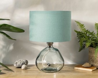 Linen Dusty Turquoise Lampshade, Teal Lamp Shade in Linen Fabric, UNO Aqua Blue Drum Lamp Shades for Floor Lamps, Table Lamps or Ceilings