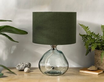 Linen Avocado Green Lampshade, UNO Drum Olive Green Lamp Shade for Ceiling Light Shade, Floor or Bedside Table Lamp