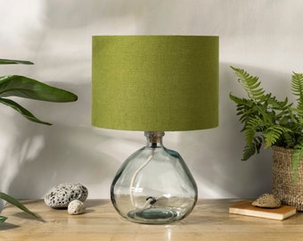 Linen Moss Green Lampshade, Green Lamp Shade for Table Lamp, Floor or Ceiling Light Shade, UNO Drum Large & Small Lamp Shades 20cm 30cm 40cm