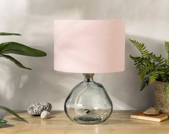 Dusty Pink Linen Drum Lampshade – Handmade Modern Lighting