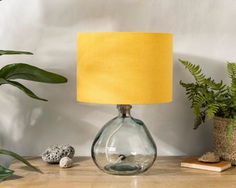 Honey Yellow Linen Drum Lampshade, Table, Floor, or Pendant Light