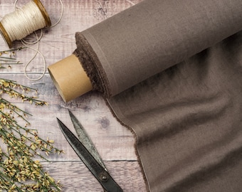Cocoa Brown Linen Fabric, Softened OEKO-TEX® Certified, 205 gsm, 145cm Width