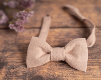 Light Dusty Pink Linen Bow Tie