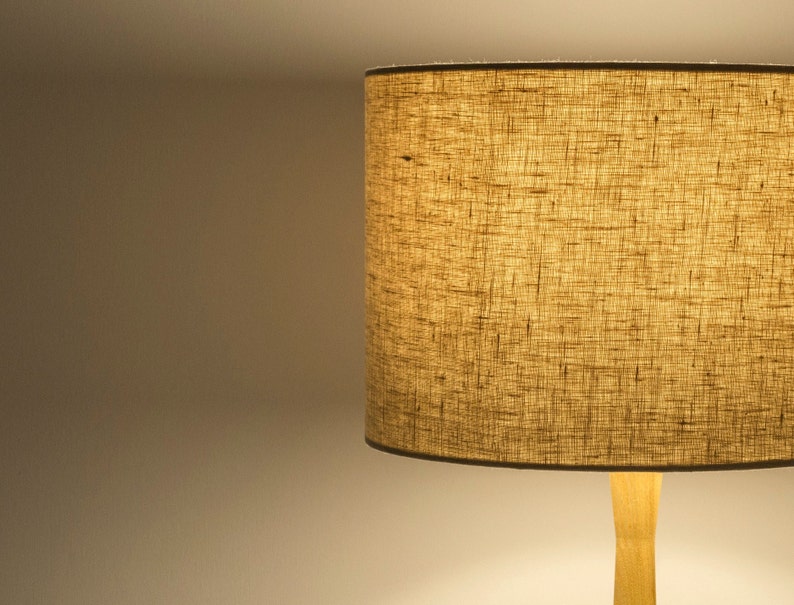 Natural Oatmeal Linen Lampshade, Drum Beige Lamp Shades For Table Lamp, Floor or Ceiling Light Shade in 20cm, 30cm or 40cm Diameter image 5