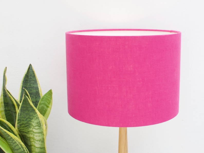Linen Fuchsia Lampshade Hot Pink Lamp Shade Drum Fuchsia Etsy