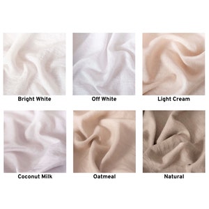 White & Natural Linen Fabric by the Metres, Stonewashed Softened Lithuanian Linen Fabric, 205 gsm, 145cm (57&quot;) Width, OEKO-Tex Certified