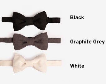Black & White Linen Bow Ties