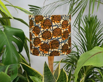 Wax Print African Lampshade, Patterned Yellow Lampshades for Table Lamps, Floor Lamps or Ceiling Light Shades, Handmade in the UK