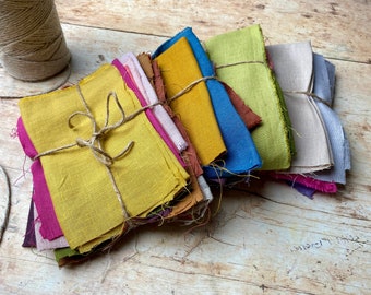 200g Random Rainbow Linen Fabric Remnant Lucky Dip Packs